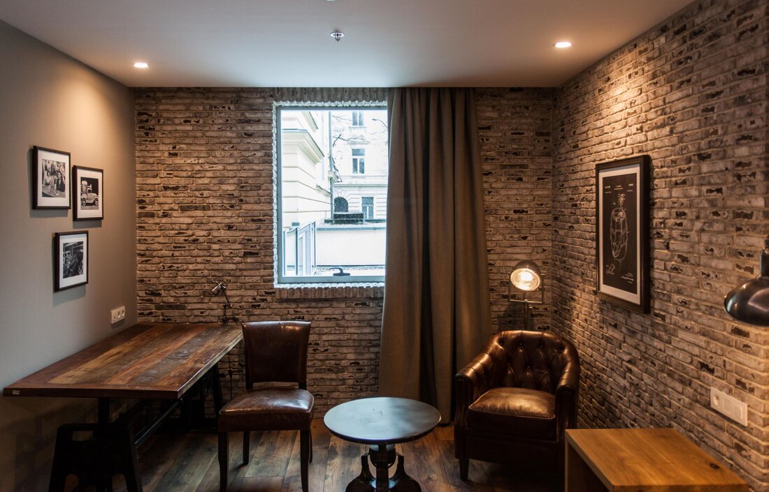 Tehlový obklad Rainbow Snowdust 2 v izbách hotelu Loft od Rustique.sk