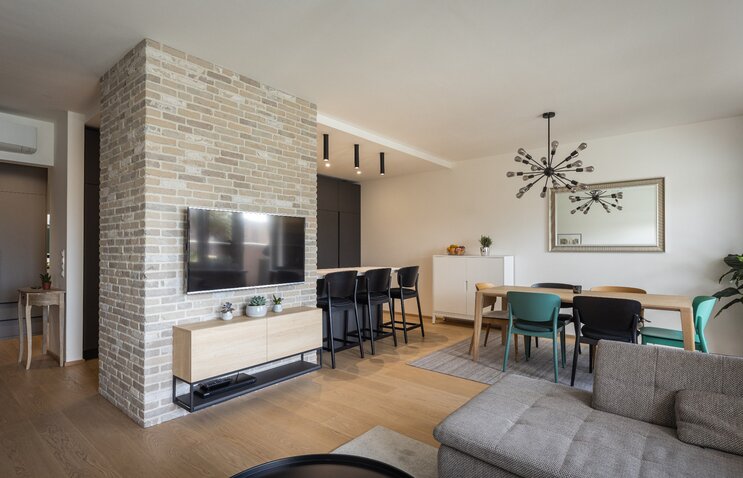 Tehlový obklad London Light interiéri bytu od Rustique.sk